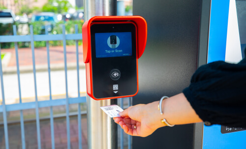 RideMETRO ticket scanned under a fare validator